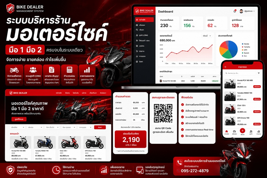 ระบบบริหารจัดการร้านมอเตอร์ไซค์และเต็นท์รถ (BIKE DEALER SYSTEM)